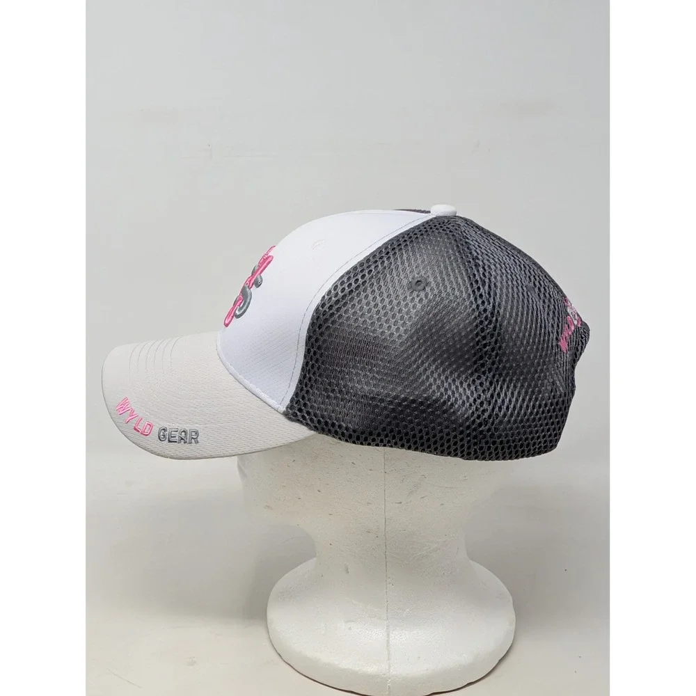 Wyld Gear Trucker Hat White Grey Pink Logo Adjustable Snapback Mesh Meshback Cap